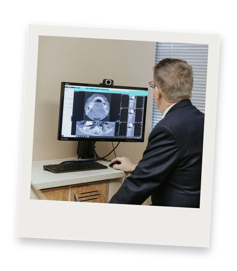 Reviewing a 3D dental scan on screen