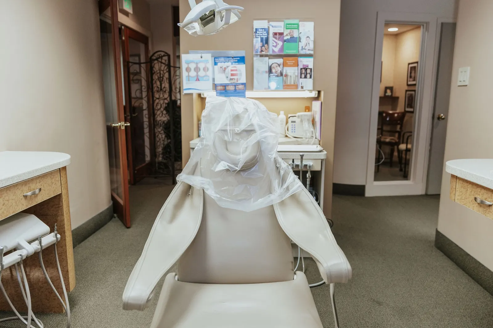 A treatment chair ready for the next patient